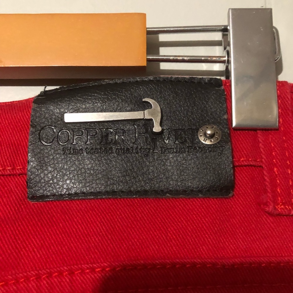 Copper Rivet Distressed Denim (Red) - Picture 7 of 7